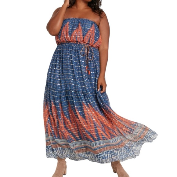 NWT Verb by Pallavi Singhee Nora Maxi Dress in Blue Motif Size 8 - Picture 15 of 16
